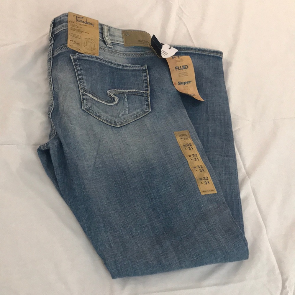 SILVER  DISTRESSED TUESDAY JEANS - Picture 6 of 6